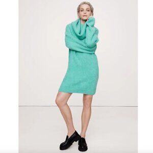 NWT Banana Republic Alpaca-Blend Oversized Fuzzy Sweater Dress in Turquoise Blue